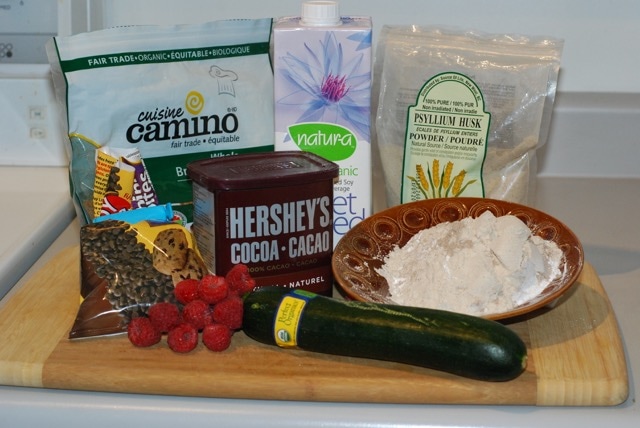 Ingredients for Oat-Free Chocolate Zucchini Cake / Gluten-Free, Oil-Free, Vegan