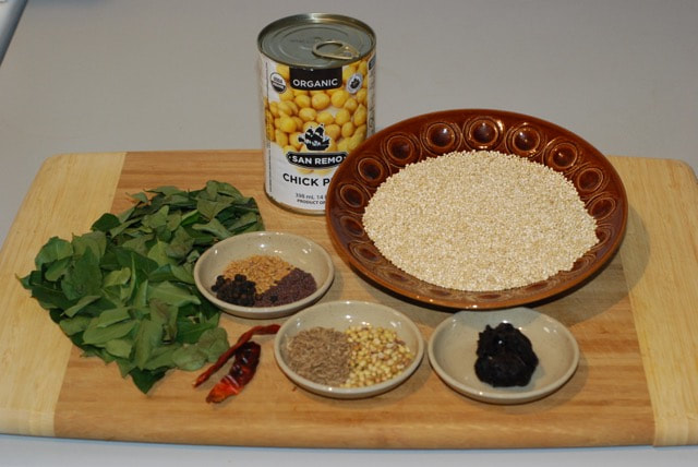 Ingredients for Curry Leaves Quinoa with Quick Apricot Chutney / Fat-Free, Gluten-Free, Vegan
