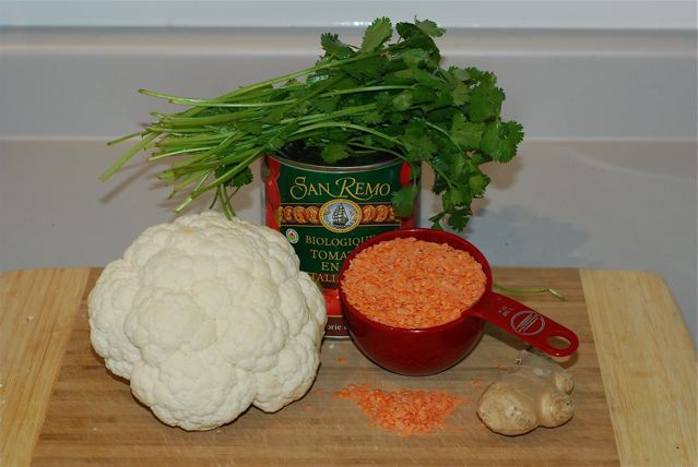 Ingredients for Cauliflower Dahl Soup