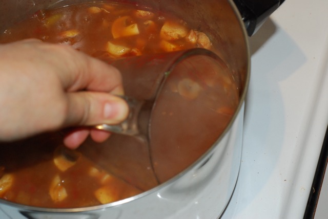Once cooked, scoop out 2 cups of the soup liquid