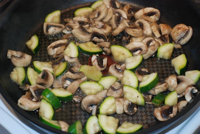 Mushrooms and zucchini cooked