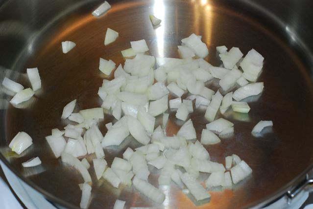 Dry sauteing the onions