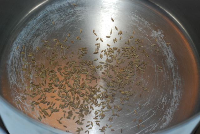 Dry toasting cumin seeds