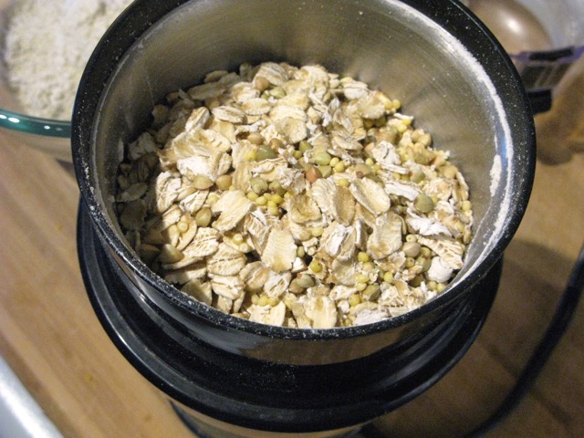 Oats, millet, buckwheat in a spice grinder