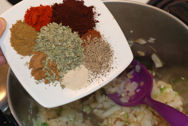Add the spice blend to the pot
