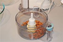 Almonds in food processor for Raspberry Almond Thumbprint Cookies / Vegan, Gluten Free, Oil Free