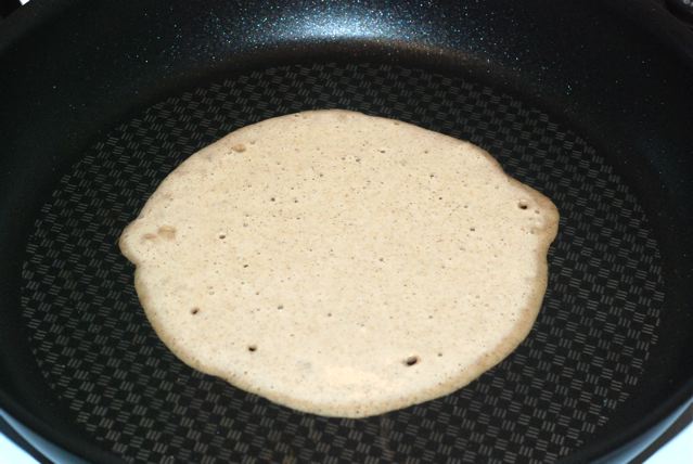 Crepe batter spread in thin layer