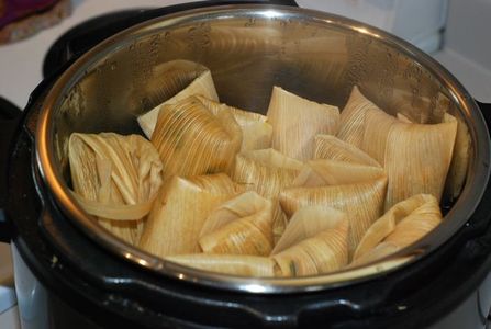 Finished tamales in the Instant Pot