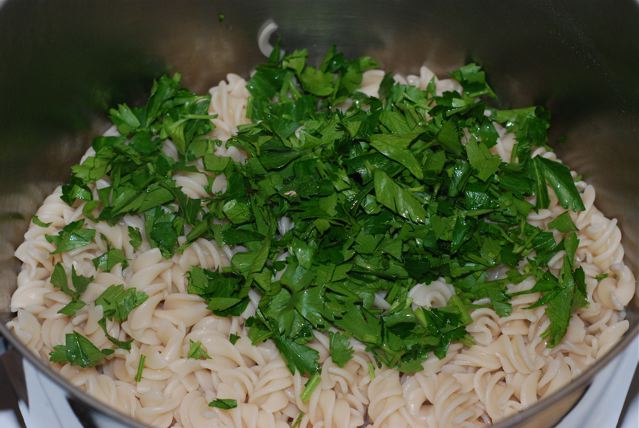 Add minced parsley to the pot