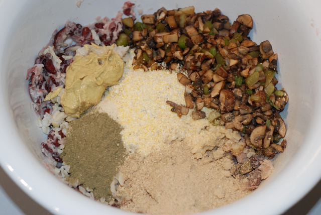 All the ingredients in a large bowl before mixing
