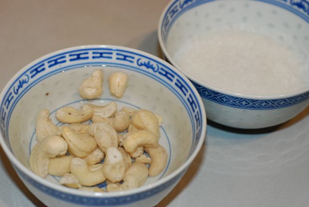 Soaking cashews and coconut