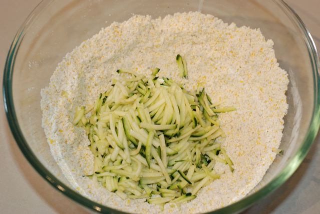 Zucchini added to the dry ingredients