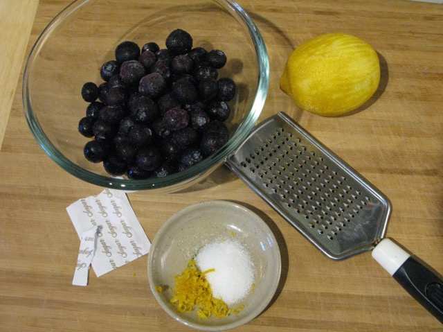 Blueberries, lemon zest and sugar