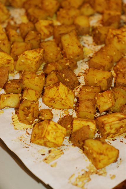 Curry Roasted Potatoes after baking