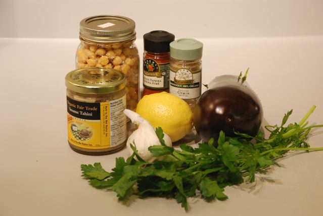 Ingredients for Roastd Garlic and Eggplant Hummus
