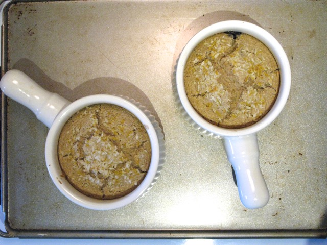 Two Blueberry Cobblers ready to eat
