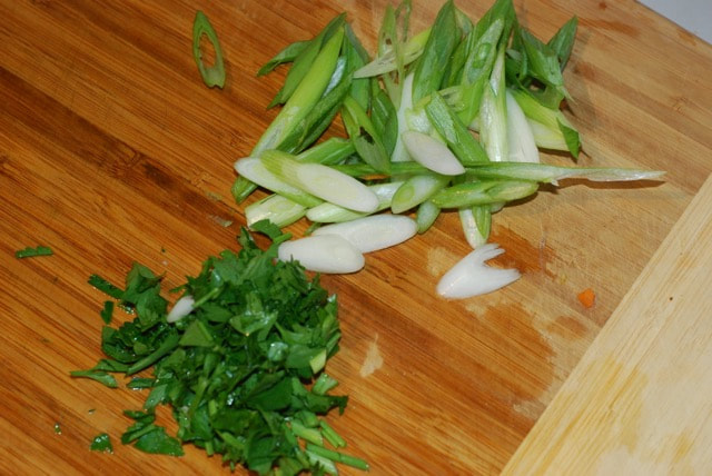 Sliced green onion and minced cilantro