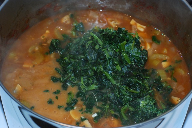 Add kale and simmer until cooked