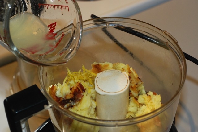 Add lemon zest and juice, and vanilla to the sweet potato int he food processor. Puree until smooth.