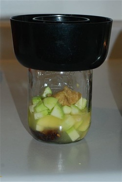 Secure the blender base to the top of the jar