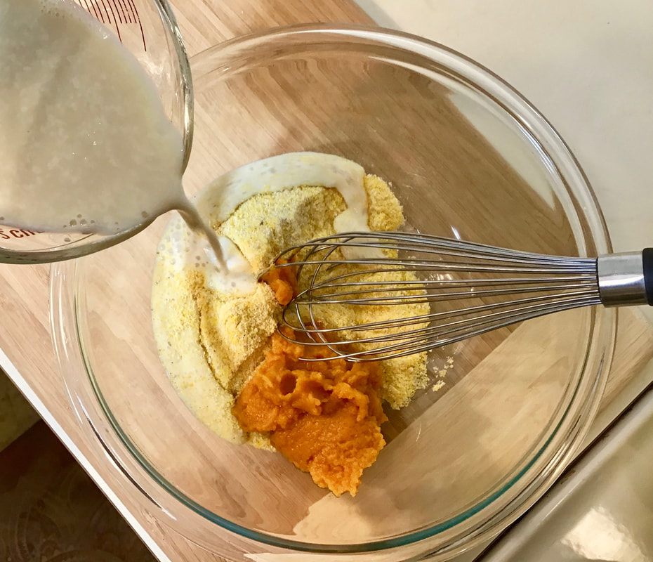 Mix the cornmeal with the wet ingredients and let soak. Delightfully Crispy Pumpkin Cornmeal Waffles/Fat-Free, Gluten-Free, Vegan--beansriceeverythingnice.weebly.com