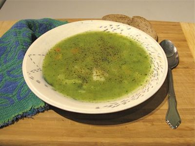 Luscious bowl of silky Broccoli Chowder starts this Italian inspired holiday vegan meal. / Happy Holidays from beansriceeverythingnice.weebly.com