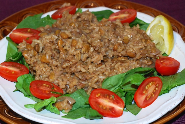 Spiced Lentils and Rice (Mujaddara) /Gluten-Free, Oil-Free, Vegan / Instant Pot