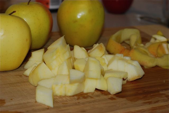 Peeling and chopping the apples