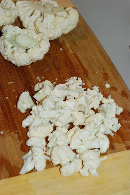 Chopping cauliflower