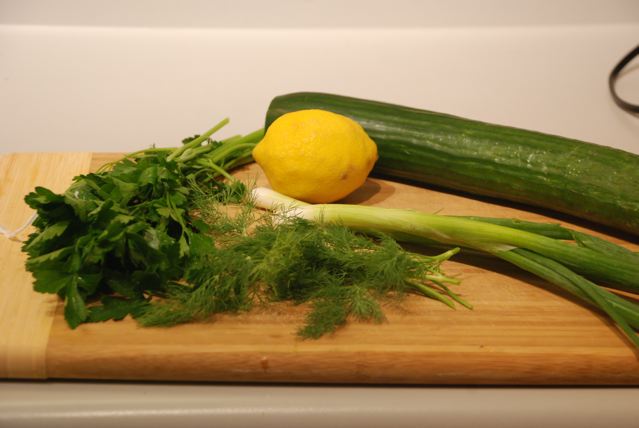 Ingredients for Cucumber and Parsley Salad Dressing