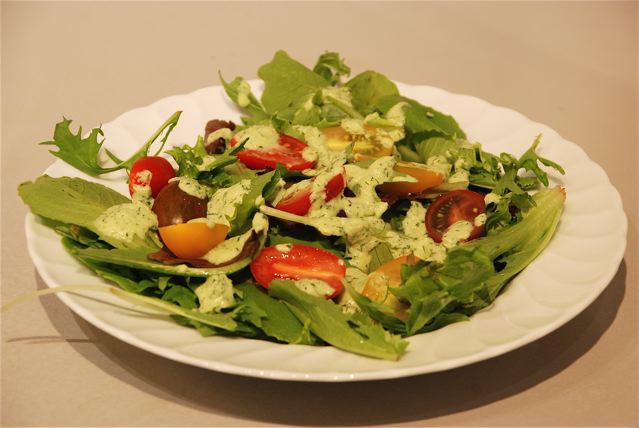 Salad with Cucmber and parsley Salad Dressing