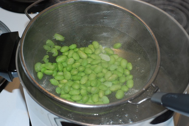 Cook the edamame in boiling water