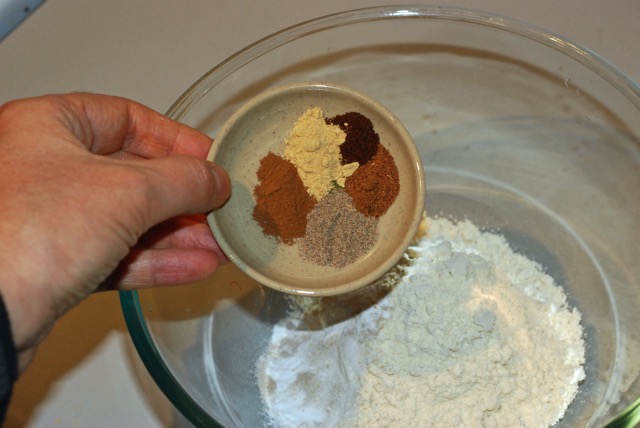 Add thh spices to the flour