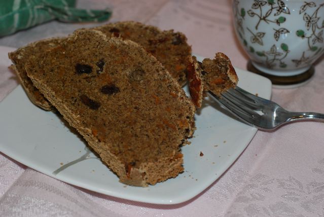 Slice of Sweet Potato Quick Bread served on a plate