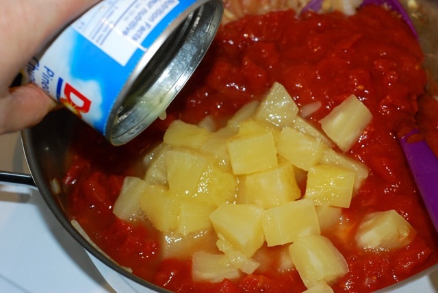 Add tomatoes and pineapple