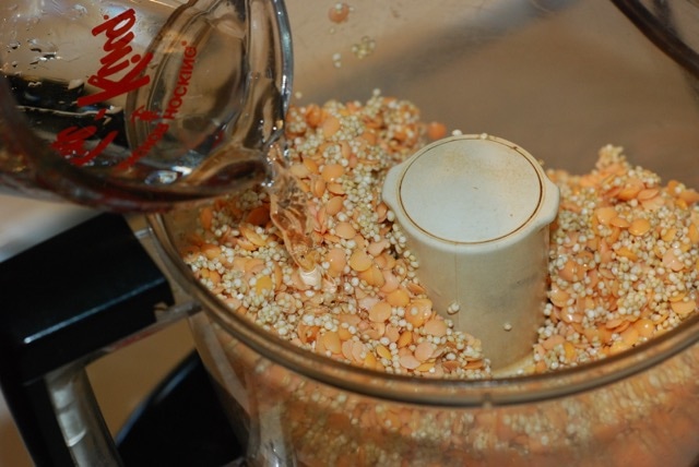 Adding water in the food processor