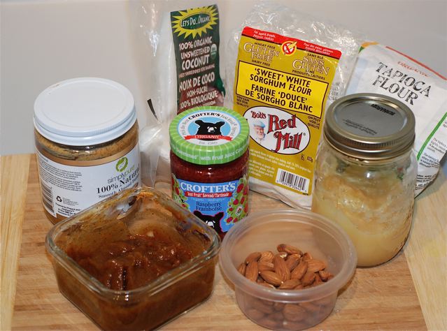 Ingredients for Raspberry Almond Thumbprint Cookies / Vegan, Gluten Free, Oil Free