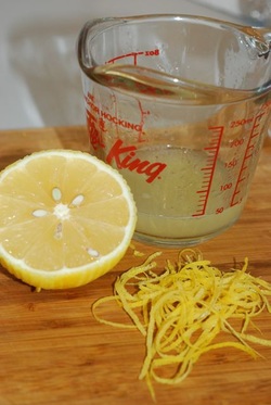 Half a lemon with zest and juice