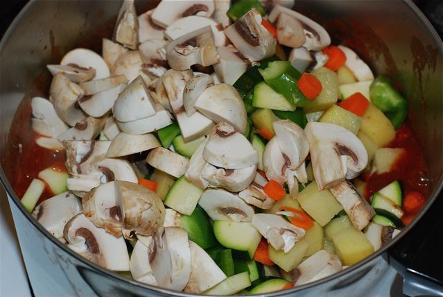 Add the chopped vegetables and potatoes to the pot
