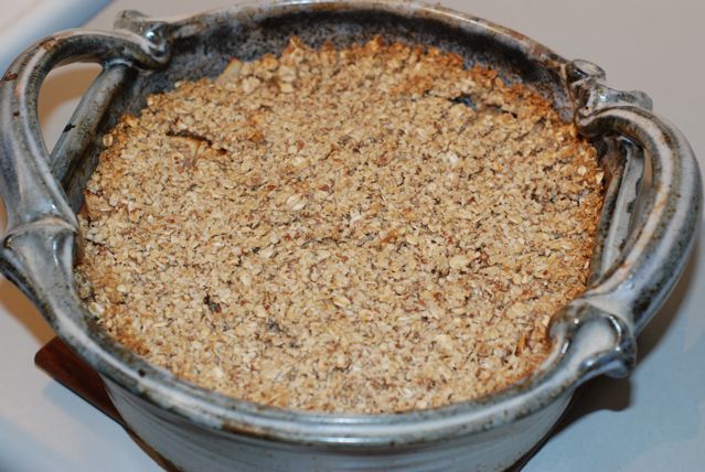 Finished apple crisp fresh out of the oven