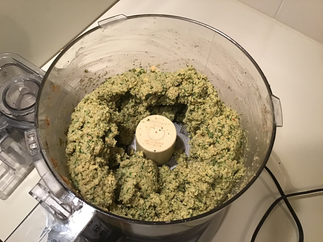 Process until the herbs are chopped and evenly distributed—Baked Falafel with Lemon Tahini Sauce / Gluten-Free, Oil-Free, Vegan / beansriceeverythingnice.weebly.com