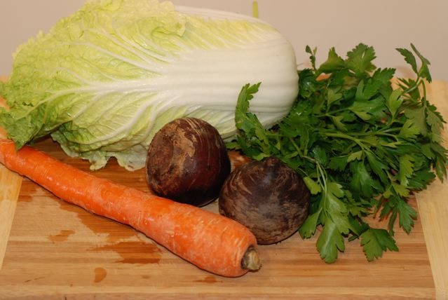 Ingredients for Beet and Napa Cabbage Slaw