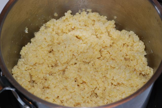 Cooked millet cooling in the pot