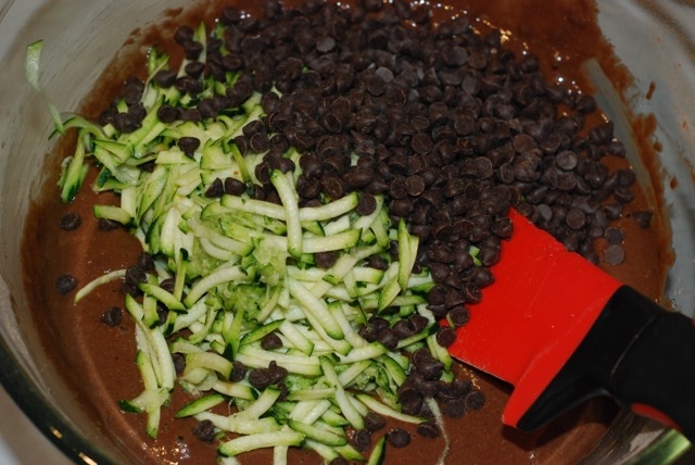 Fold in the zucchini and chocolate chips