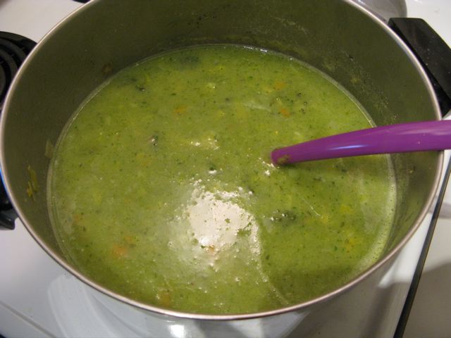 Return the puree to the soup pot and gently reheat