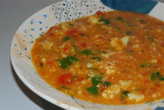 Cauliflower Dahl Soup served in a bowl