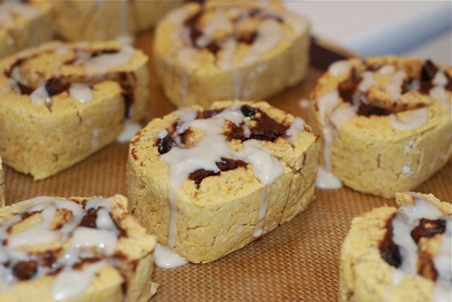 Finished Cinnamon Roll Biscuits / Fat-Free, Gluten-Free, Mostly Refined Sugar-Free