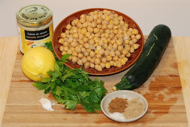 Ingredients for Zucchini Hummus / Low-Fat, Oil-Free