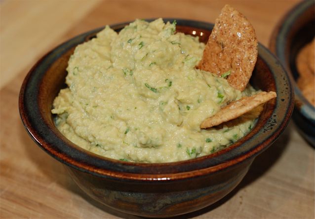 Zucchini Hummus / Low-Fat, Oil-Free served as a dip