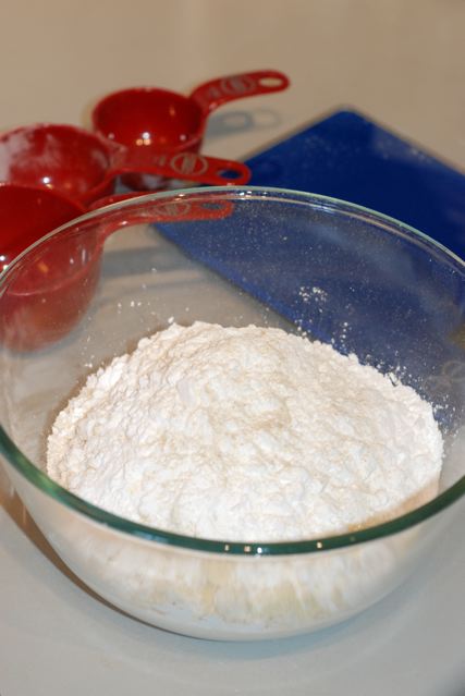 Measure the flour blend into a large mixing bowl